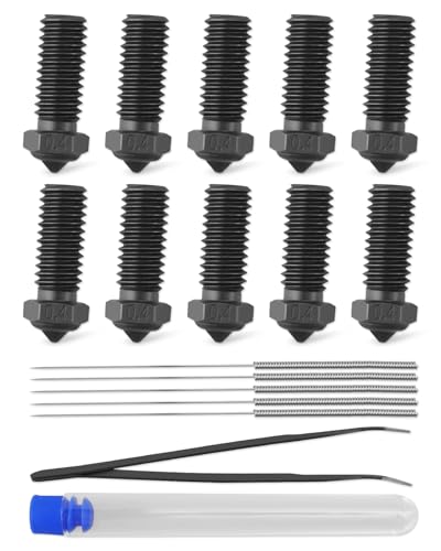 17Pcs Hardened Steel Nozzle Set Fit for QIDI X-Max 3 Q1 Pro X-Plus 3 X-Smart 3 3D Printer, Including 10Pcs 0.4mm Black Nozzles, with Nozzle Cleaning Kit