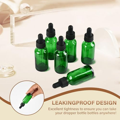 NOOEEISS 6 Pcs, 1oz Dropper Bottle, Green Glass Eye Dropper Bottle,Tincture Bottles with Dropper, Leak-Proof Design, Stronger Suction, for All Kinds of Mixed Liquids - color: Green, size: 1oz-6Pack