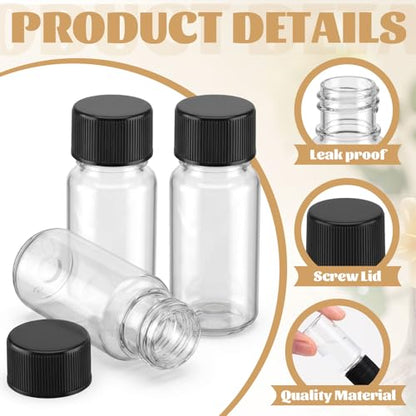 Lemonroad 200 Pcs 10 ml Plastic Vials with Screw Caps and Plastic Stoppers - color: Black