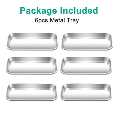 Yzurbu 6pcs Metal Tray, Stainless Steel Small Tray for Tattoo, Resin, Bathroom, Lab Instrument Supplies - size: 6pcs