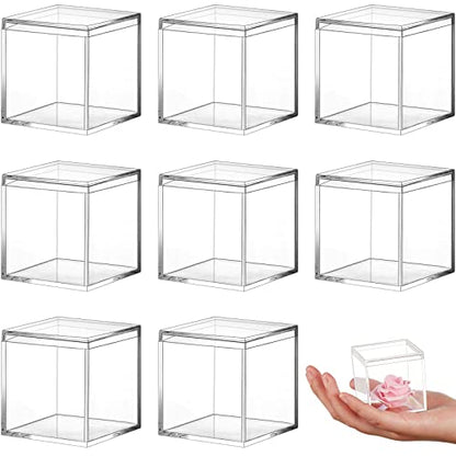 Blulu 8 Pcs Clear Acrylic Box with Lid, 2.2 x 2.2 x 2.2 Inch, Classic Style - size: 2.2 x 2.2 x 2.2 Inch, style: Classic style