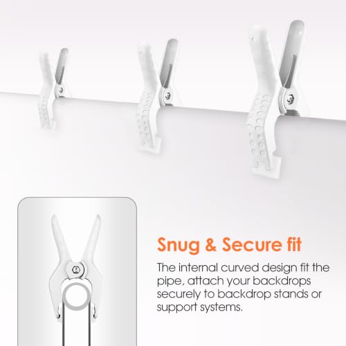 Spring Clamps Heavy Duty, 3.5in Backdrop Clips, 10 Pack- White - color: White, size: 3.5in