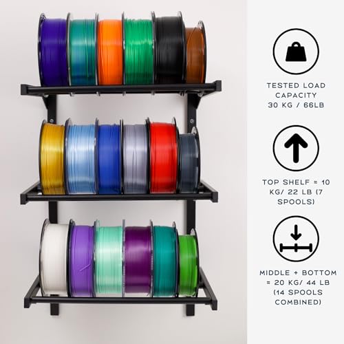 2-in-1 Filament Storage Rack, 3-Tier Wall Mount Spool Holder