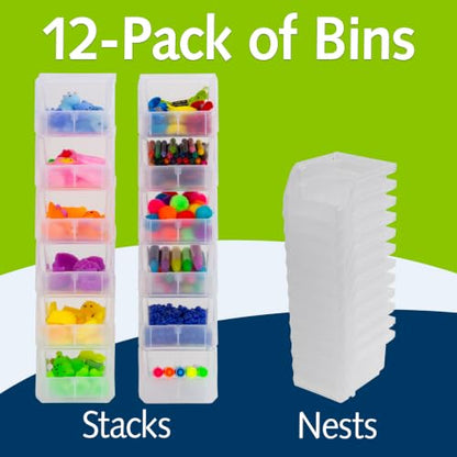ReadySpace Extra-Small Stackable Plastic Storage Bins, 12-Pack, Clear - color: Clear, size: Extra-Small, 12-Pack