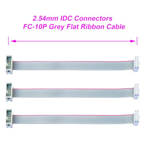 2.54mm Flat Ribbon IDC Cable Male to Female, Flat Ribbon Cable Connector 10P FC 10-Pin 30cm Length 3Pcs (TC-30cm-MF10P-3) - color: Male to Female, size: 10P