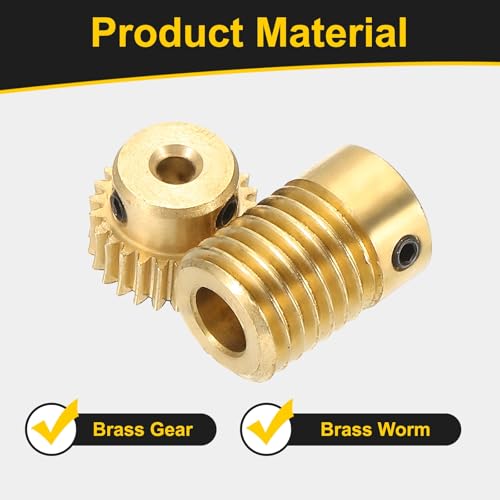 uxcell Worm Gear Set Right Rotation 25T 0.5 Module 1:25 Reduction Rate - size: Gear-3mm, Rod-6mm Bore, style: 0.5M-25T