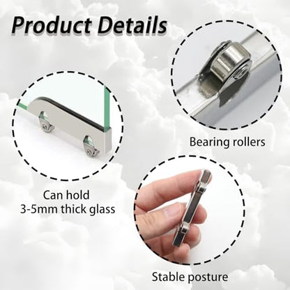 20pcs Stainless Steel Sliding Roller Pulley,Mini Showcase Window Roller Replacement Sliding Door Wheels for 3-5mm Thick Display Glass Door(Iron Wheel) - style: Iron wheel