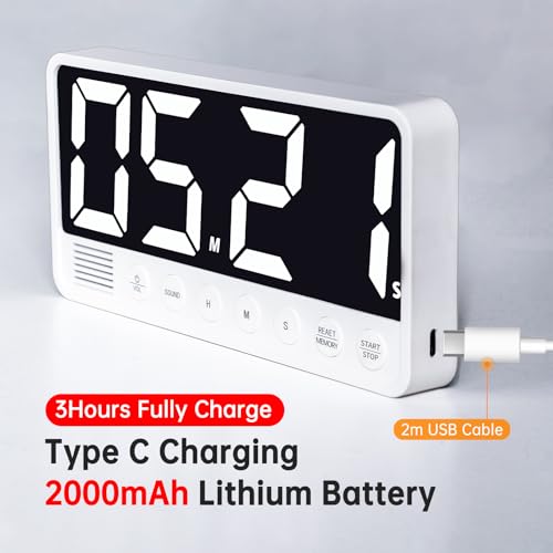 Digital Kitchen Timer - 7.1” Extra Large Display LED Countdown Timer - color: Black
