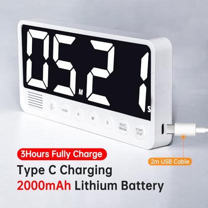Digital Kitchen Timer - 7.1” Extra Large Display LED Countdown Timer - color: Black