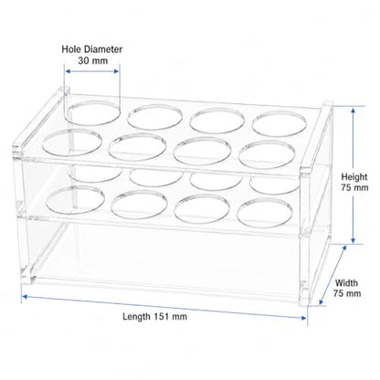 1 Pcs Clear Acrylic Test Tube Rack, 8 Wells for 50mL Tubes, 30mm Diameter - size: 30mm