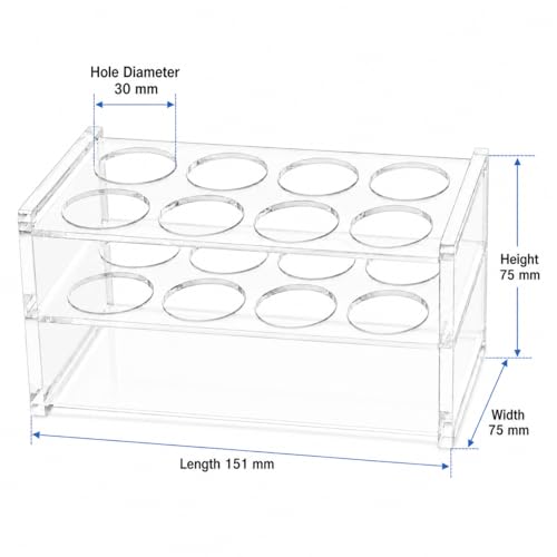 1 Pcs Clear Acrylic Test Tube Rack, 8 Wells for 50mL Tubes, 30mm Diameter - size: 30mm