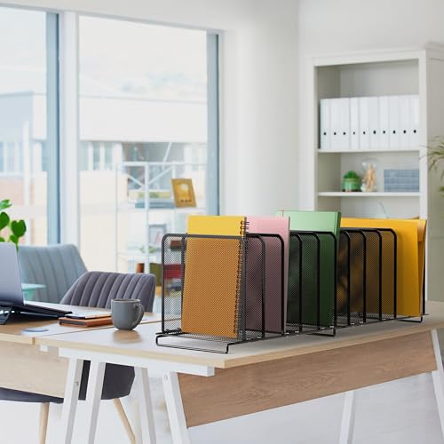 Simple Houseware 5 Section Upright File Sorter Organizer, Black - 2 Pack - color: Black, size: 2 Pack - Total 11 Sections