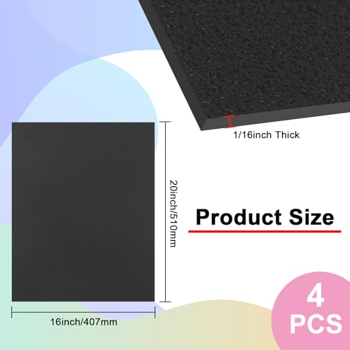4Pack Black Thin ABS Plastic Sheet 16" x 20" x 1/16" Thick Black Rigid Thermoplastic Sheet (Upgrade Surface) 1.5MM Flexible High Tensile Large ABS Moldable Plastic Panel for Crafts, DIY, Signs - color: Black, size: 16" x 20" x 1/16"