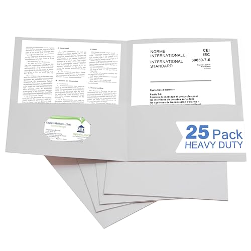 Zzrywuty 25 Packs White Two Pocket File Folders with Business Card Slot,Special Paper,Letter Size,Holds 100 Sheets for School,Office,Business - color: White-25pcs