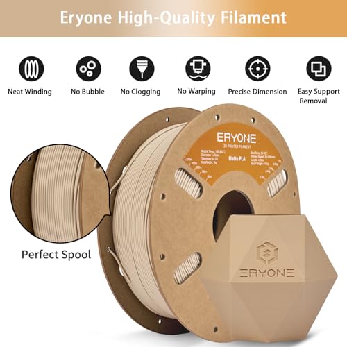 ERYONE Matte PLA Filament for 3D Printer, Filament 1.75mm +/- 0.03mm, 1kg (2.2LBS)/Spool, Beige - color: Matte Beige