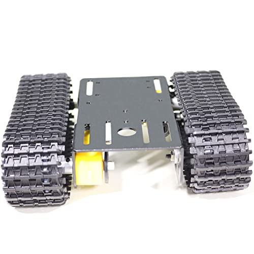 Professional Tank Car Chassis Kit with 2pcs Plastic Tracks & 2pcs TT Motor, TT02 Crawler Tank Chassis Platform for Arduino (Black) - color: Black