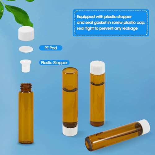 12PCS 7ml Amber Glass Small Vials with White Screw Caps & Plastic Stoppers - color: AMBER, size: 7ml