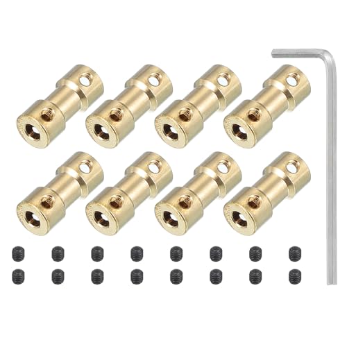 PATIKIL Brass Shaft Coupling Joint 4mm to 6mm, 8 Pcs Motor Shaft Coupler Extension Connector Rigid Sleeve Adapter Transmission Joint with Screws for RC Car Tires Shaft Motor - size: 4mm to 6mm