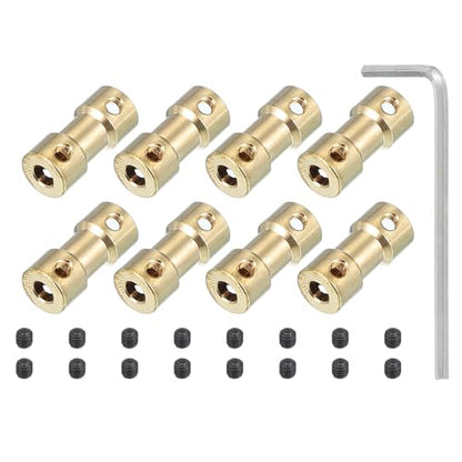 PATIKIL Brass Shaft Coupling Joint 4mm to 6mm, 8 Pcs Motor Shaft Coupler Extension Connector Rigid Sleeve Adapter Transmission Joint with Screws for RC Car Tires Shaft Motor - size: 4mm to 6mm