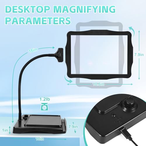 Magnifying Glass with Light and Stand 50 Ultra-Bright LEDs Black - color: Black