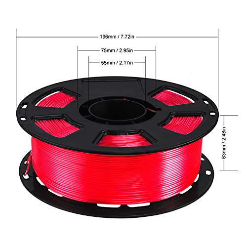 BBLIFE Silk PLA Filament, Ruby Red 1.75mm PLA 3D Printer Filament - color: Red