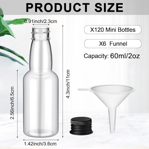 2 oz 120 Pcs Mini Liquor Bottle Plastic Alcohol Bottle, Black - color: Black, size: 2 oz