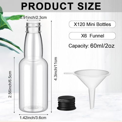 2 oz 120 Pcs Mini Liquor Bottle Plastic Alcohol Bottle, Black - color: Black, size: 2 oz