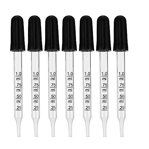 7Pcs Glass Scale Dropper Rubber Head Scale Pipette Dropper Essential Oil Bottle Straw Multi-purpose Droppers for School Home - size: Straight