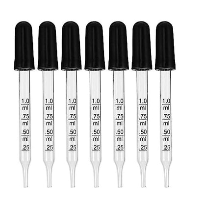 7Pcs Glass Scale Dropper Rubber Head Scale Pipette Dropper Essential Oil Bottle Straw Multi-purpose Droppers for School Home - size: Straight
