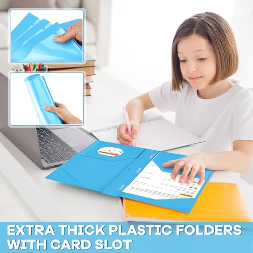 Henoyso 36 Pcs Plastic Folder with Clear Front Pocket, Lake Blue - color: Lake Blue