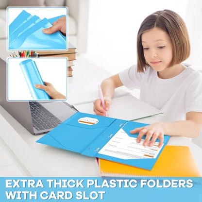 Henoyso 36 Pcs Plastic Folder with Clear Front Pocket, Lake Blue - color: Lake Blue