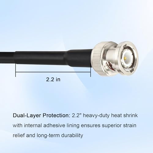 RG8X BNC Extension Cable, Low Loss BNC Male to BNC Male Coaxial Cable, 50 Ohm Flexible Coax Jumper with Dual-Layer Strain Relief for CCTV Security Camera, RF Antennas, Oscilloscope 20FT - size: 20FT