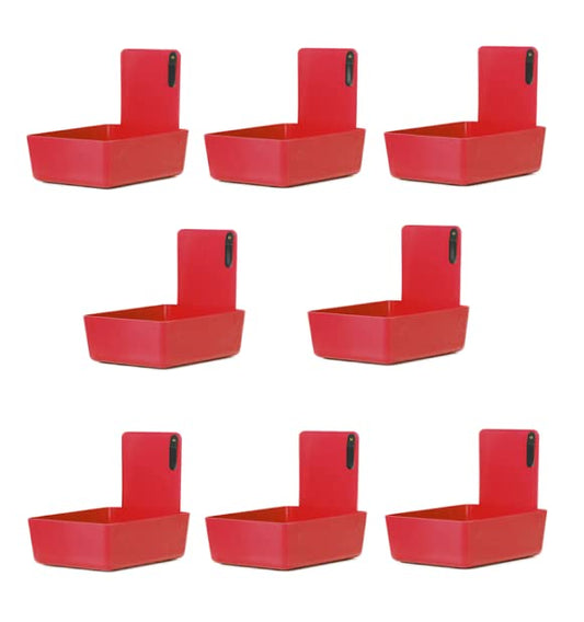 8/Pk Medium Medical Pro Lab Pan Dental Working Lab Pan Plastic with Stainless Steel Clip (Red) - color: Red