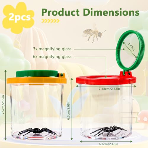 Lightning Bug Jar, Firefly Jar Bug Viewer for Kids Children Nature Exploration, 2 Pack - style: 2 Pack Red-Green + Orange-Green