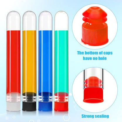 Flutesan 200 Pcs Clear Plastic Test Tubes,16 x 100 mm(10 ml),Multicolor - color: Multicolor