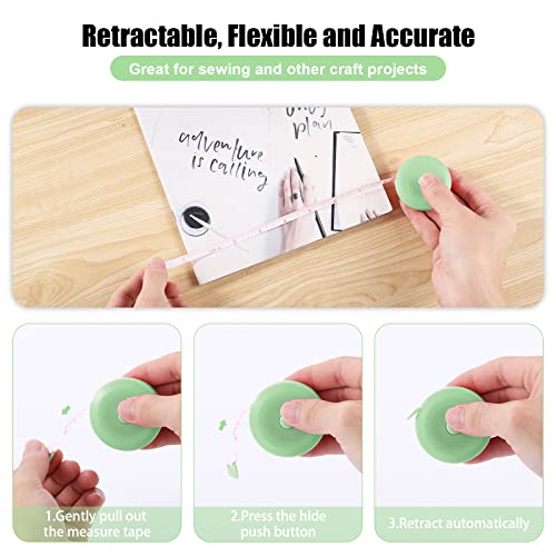 Tape Measure Body Measuring Tape, Retractable 60 Inch Soft Mini Measuring Tape, Small Sewing Fabric Tape Ruler for Cloth Waist Medical Nursing Craft(12 Pack) - color: 12 Colors Package