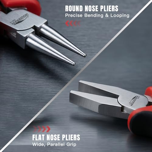 2-Piece 5-Inch Jewelry Pliers Set, Round Nose and Flat Nose Plier