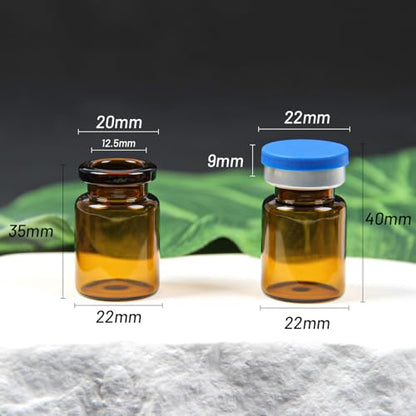 100 Pack 5ml Amber Glass Vials with Caps – 1.5 Dram Lab Headspace Vials - color: Amber Vial Blue Cap, size: 5ml