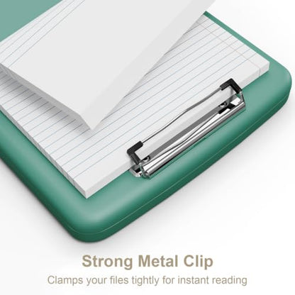 Piasoenc Clipboard with Storage, 8.5 x 11 Clip Board with Pen Holder, Green - color: Dark Green