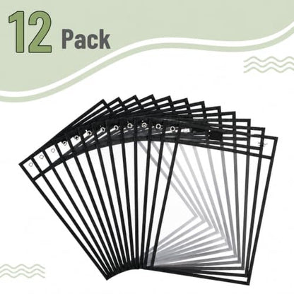 Mr. Pen- Reusable Dry Erase Pocket Sleeves, 10" x 14", 12 Pack, Black - color: Black, size: 12 Pack
