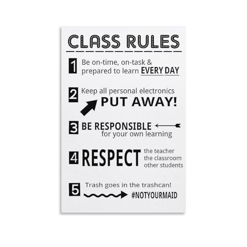 Posters Classroom Rules Poster Class Rules Poster for Middle School Classroom Expectations Posters for High Canvas Painting Posters And Prints Wall Art Pictures for Living Room Bedroom Decor 12x18in
