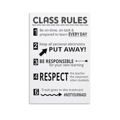 Posters Classroom Rules Poster Class Rules Poster for Middle School Classroom Expectations Posters for High Canvas Painting Posters And Prints Wall Art Pictures for Living Room Bedroom Decor 12x18in