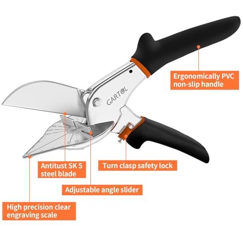 GARTOL 45-135° Adjustable Miter Shears, Quarter Round Cutter for PVC & Trim - size: HD-3101 EU - Shears With Replacement Blades