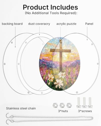 KaayeeWood Acrylic Suncatcher Puzzle,Garden of Holy Light-14.10 in - color: Garden of Holy Light, size: 14.9 in