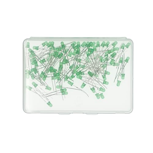 100 Pcs 3MM Green LED Diode Lights - DC 2V-3V 20mA Emitting Diodes LED Bulb - DIY Science Project Electronics Components Lighting Kit - color: Green, size: 3mm Round Top