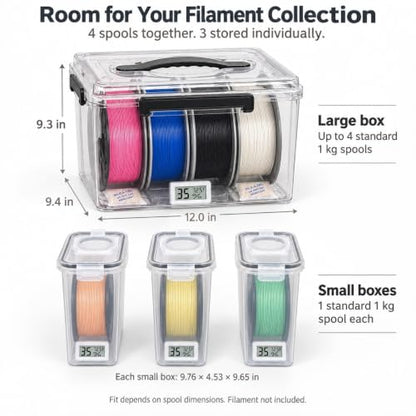 3D Printer Filament Storage Box Kit, Filament Dry Box Set with Sealed Lids