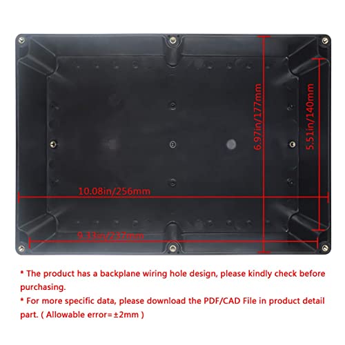 LeMotech ABS Plastic Electrical Project Case Power Junction Box, Project Box Black 10.4" x 7.2" x 3.7" (263 x 182 x 95 mm)(Pack of 1) - color: Black (1 pack), size: 10.4" x 7.2" x 3.7"