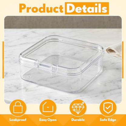 Jetec 6 Pieces Mini Plastic Clear Beads Storage Containers Box for Collecting Small Items, Beads, Jewelry, Business Cards, Game Pieces, Crafts (2.1 x 2.1 x 0.8 Inch) (Pack of 3) - size: 2.1 x 2.1 x 0.8 Inch (Pack of 3)