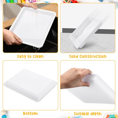 Maitys 24 Pcs Plastic Art Tray 11x8.7x1 Inch Activity Craft Tray,White - color: White