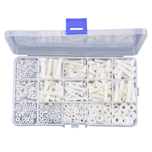 M2 M2.5 M3 M4 M5 M6 Nylon Screws Nuts Washers Assortment Kit